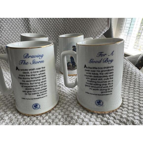 Set of 4 Norman Rockwell Seafarers Collection Tankard Mug Long John Silvers 1985 - Picture 3 of 15